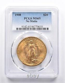 M65 1908 $20 Saint-Gaudens Gold Double Eagle No Motto PCGS 0986