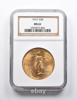 MS61 1913 $20 Saint-Gaudens Gold Double Eagle NGC 1335