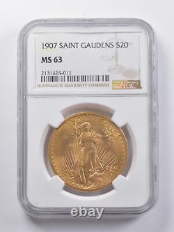 MS63 1907 $20 Saint-Gaudens Gold Double Eagle NGC 6853