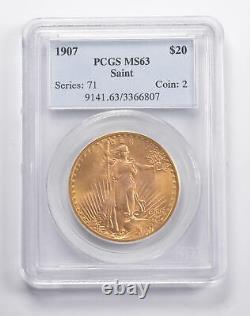 MS63 1907 $20 Saint-Gaudens Gold Double Eagle PCGS Struck Thru OBV 2583