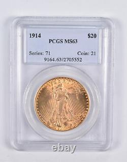 MS63 1914 $20 Saint-Gaudens Gold Double Eagle PCGS 2289