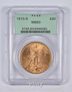 MS63 1915-S $20 Saint-Gaudens Gold Double Eagle PCGS 2394