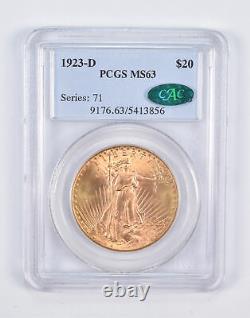 MS63 1923-D $20 Saint-Gaudens Gold Double Eagle CAC PCGS 2276