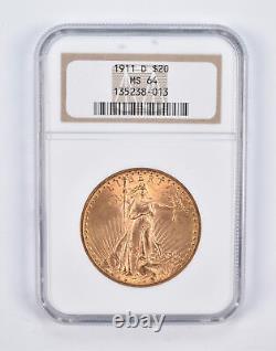 MS64 1911-D $20 Saint-Gaudens Gold Double Eagle NGC 2139