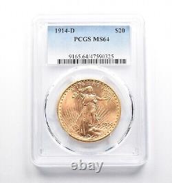 MS64 1914-D $20 Saint-Gaudens Gold Double Eagle PCGS 4683