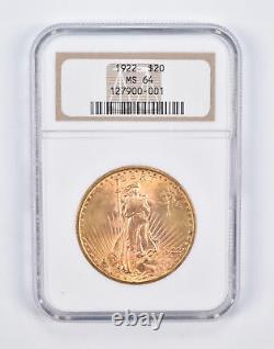MS64 1922 $20 Saint-Gaudens Gold Double Eagle NGC 2150