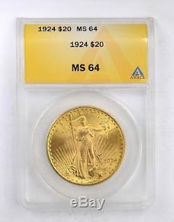MS64 1924 $20.00 St-Gaudens Gold Double Eagle ANACS Graded 5111