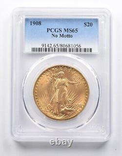 MS65 1908 $20 Saint-Gaudens Gold Double Eagle No Motto PCGS 1002
