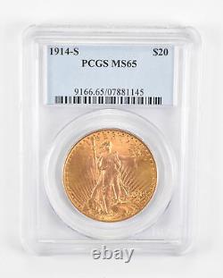 MS65 1914-S $20 Saint-Gaudens Gold Double Eagle Graded PCGS 0614