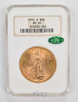 MS65 1916-S $20 Saint-Gaudens Gold Double Eagle CAC NGC Upgrade 9978