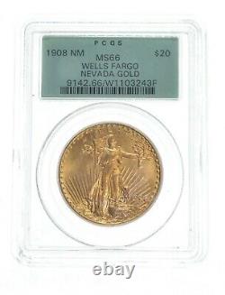 MS66 1908 NM $20 Saint-Gaudens Gold Double Eagle Graded PCGS 4833