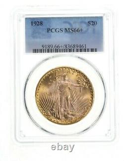 MS66+ 1928 $20 Saint-Gaudens Gold Double Eagle Graded PCGS 3705
