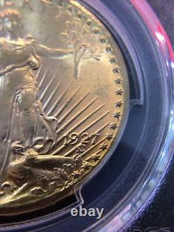 MS66 GEM+ BU 1927 Saint St. Gaudens Double Eagle $20 gold US coin PCGS MS 66