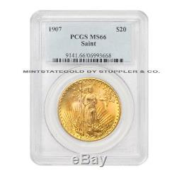 ONLY 45 FINER 1907 $20 St. Gaudens PCGS MS66 Gold Double Eagle CoinStats Saint