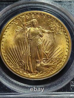 PCGS MS64 1907 Saint Gaudens $20 U. S. GOLD Double Eagle Coin OLD GREEN LABEL
