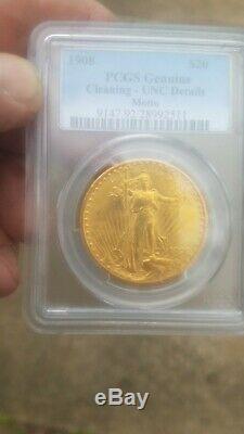 PCGS cleaned1908 St. Gaudens Double Eagle WITH MOTTO Mintage only 156,258