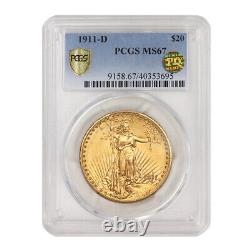 RARE 1911-D $20 Gold Saint Gaudens Double Eagle PCGS MS67 PQ Approved