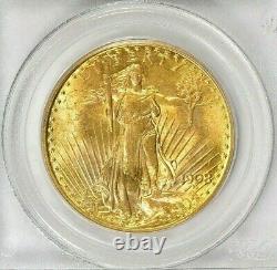 Rare 1908 No Motto Saint-gaudens Gold Double Eagle Pcgs Ms 63 $2,788.88