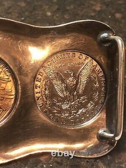 SASA 1924 Double Eagle St Gaudens $20 in nevada sterling belt buckle