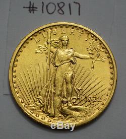 SUPERB 1922-P $20 GOLD ST. GAUDENS DOUBLE EAGLE US COIN with MOTTO