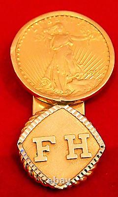Saint Gaudens $20 C1911 Double Eagle Us Gold Money Clip Initialf-h-58.7 Gr
