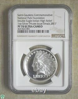 Saint-gaudens Commemorative 1 Oz Silver Double Eagle Ngc Pf 70 Ultra Cameo