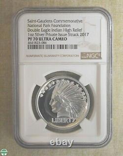 Saint-gaudens Commemorative 1 Oz Silver Double Eagle Ngc Pf 70 Ultra Cameo