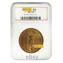 Sale Price $20 Gold Double Eagle Saint Gaudens NGC/PCGS MS 63 (Random Year)