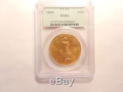Stunning 1924 PCGS Green Label MS65 MS 65 $20 Gold St Gaudens Double Eagle Coin
