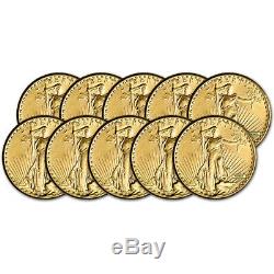 Ten (10) US Gold $20 Saint-Gaudens Double Eagle Almost Uncirculated Random Date
