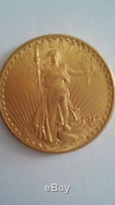 US 1915 S Saint Gaudens $20 double eagle circulated