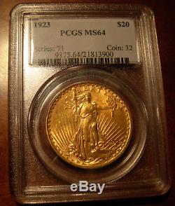 US 1923 Gold $20 Double Eagle PCGS MS64 Saint Gaudens
