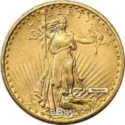 US Gold $20 Saint-Gaudens Double Eagle 1908 No Motto Almost Uncirculated