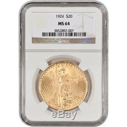 US Gold $20 Saint-Gaudens Double Eagle NGC MS64 Random Date