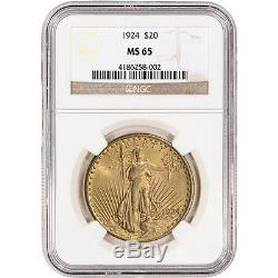 US Gold $20 Saint-Gaudens Double Eagle NGC MS65 Random Date