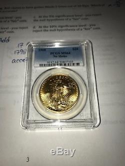 US Gold $20 Saint-Gaudens Double Eagle PCGS MS64 1908 No Motto