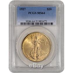 US Gold $20 Saint-Gaudens Double Eagle PCGS MS64 Random Date